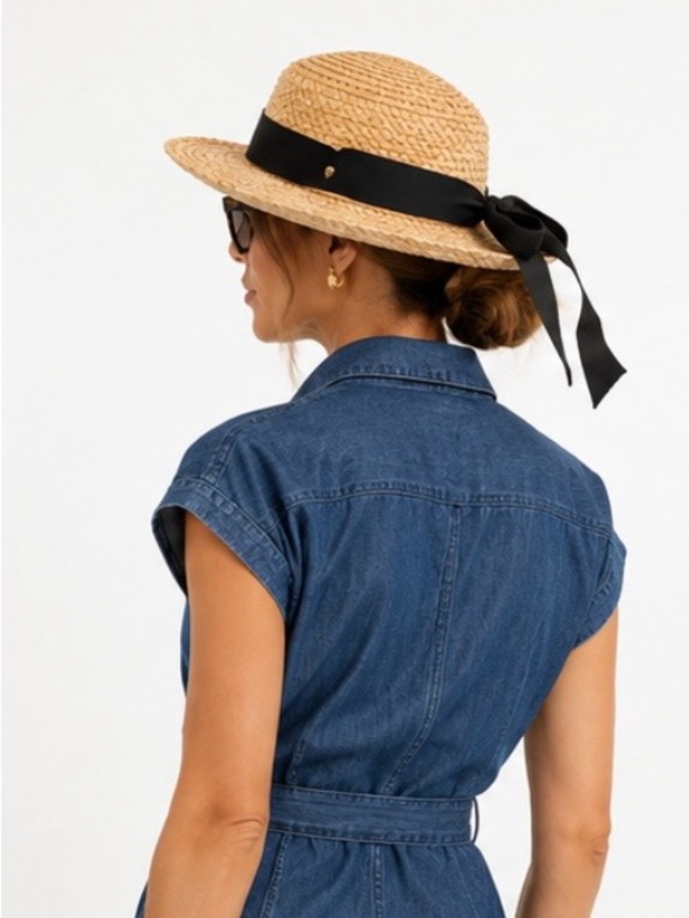 Helen Kaminski Raffia  Luxury Straw Hat with Black Ribbon Handmade in Madagascar - Picture 2 of 8